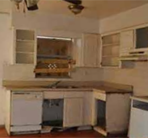 Before and after: Rehabilitation of this home in Florida included a kitchen with new appliances, cabinets, and flooring, making it ready for a low-income family looking for an affordable home to buy. (Florida Minority Community Reinvestment Coalition)