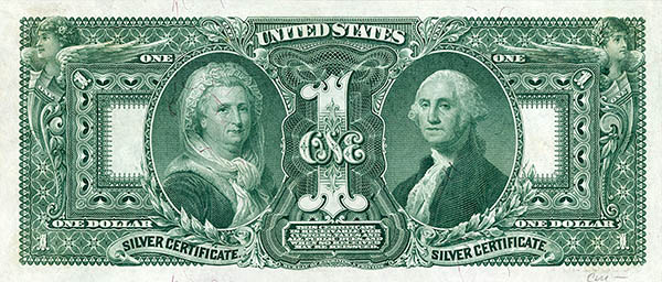 Back of a $1 silver certificate series of 1896.