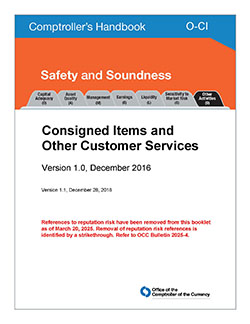 Comptroller's Handbook: Consigned Items and Other Customer Services Cover Image