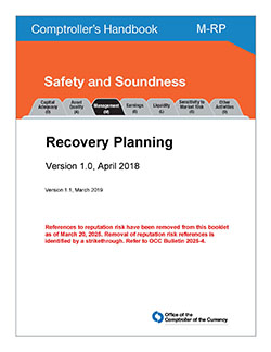 Comptroller's Handbook: Recovery Planning Cover Image