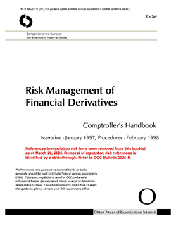 Comptroller's Handbook: Risk Management of Financial Derivatives Cover Image